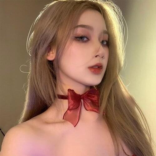 Bow knot necklace of tide of contracted vogue individual character lovely girl is mellow temperament design feels neck chain