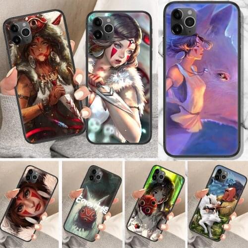 Anime Princess Mononoke Phone Case For iphone 5 5S SE 2 6 6S 7 8 11 12 Mini Plus X XS XR Pro Max black tpu cover 3D coque