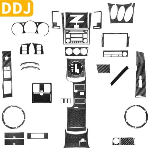 For Nissan 350Z Z33 2003-2009 Navigation Steering Wheel Storage Dash Door Handle Carbon Sticker Set Modified Car Accessories