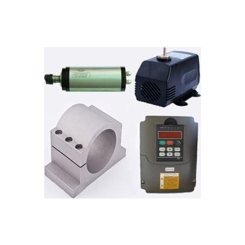 2.2kw 3HP 24000rpm ER16 80mm water cooling spindle motor&2.2kw 3phase 220V VFD inverter&bracket&pump CNC kits