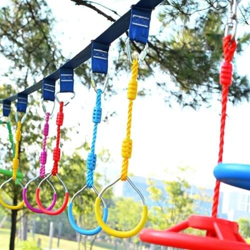 1Pair Gymnastic Rings Obstacle Course Training Ring Portable Playground Equipment Kids' Party Favor Sets Outdoor Games