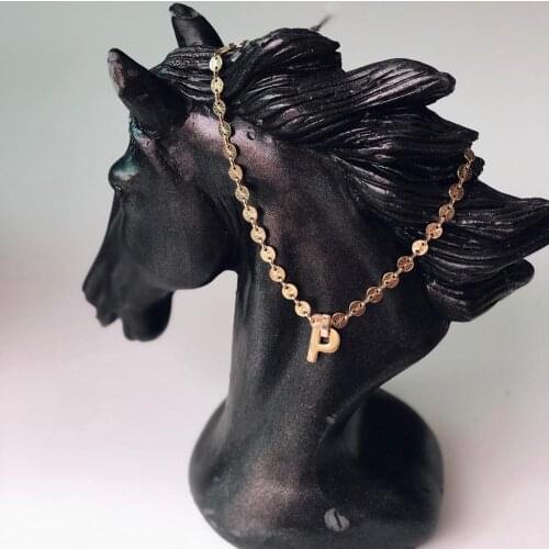 GULCE DERELI, LETTER SYMBOL CHARM BEAD CHAIN NECKLACE, INITIAL, NEW PRODUCT, CHARM NECKLACES, GIFT BOX, GOLD/SILVER PLATED