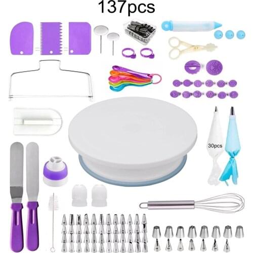 Cake Decorating Tools Cakes Turntable Kit Plastic Rotary Baking Stand Piping Nozzle Piping Bag Set Cake Accessories Cakes Tools