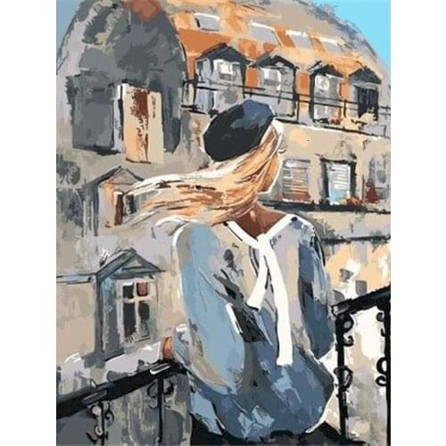 Gatyztory Frame Diy Painting By Numbers Girl Back View Figure Artwork Handpainted Wall Decor Canvas Colouring