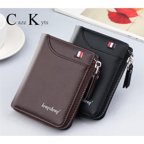 New Mens Genuine Leather Short Wallet Fashion Luxury Brand Coin Purse Drivers License Bag Purse For Men card Mini Wallet