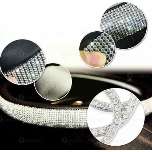 Diamond Leather Steering Wheel Cover with Bling Crystal Rhinestones Protector Universal Girls Fit Wheel 15 Car Inch For Wom X7H1