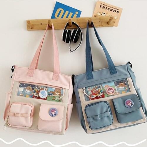 Cute Series Kawaii Bag Japanese for Girls Large Ita Bag Purse Student School Bag Girls Crossbody Bag Clear Pocket Shoulder Bag