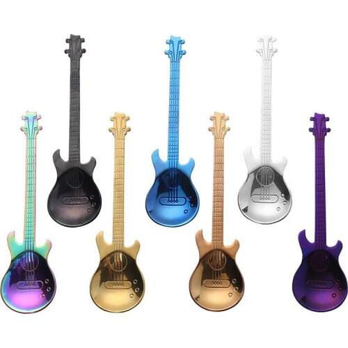 Stainless Steel Guitar Spoons Coffee Spoon Teaspoon Children Spoon Flatware Drinking Tools Ice Cream Scoop Mini Tableware