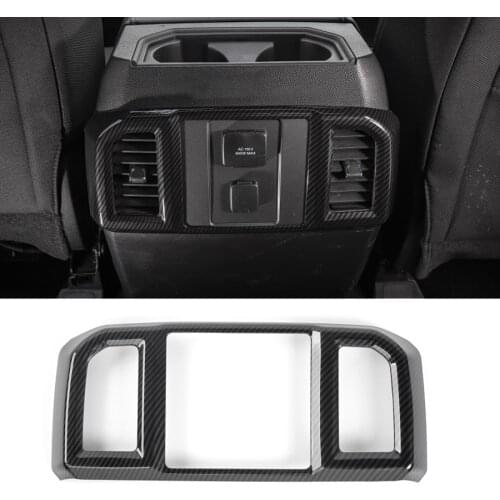 NHAUTP 1Pcs ABS Carbon Fiber Grain Car Back Air Conditioning Vent Outlet Trim Panel For Ford F150 2016 2017 2018