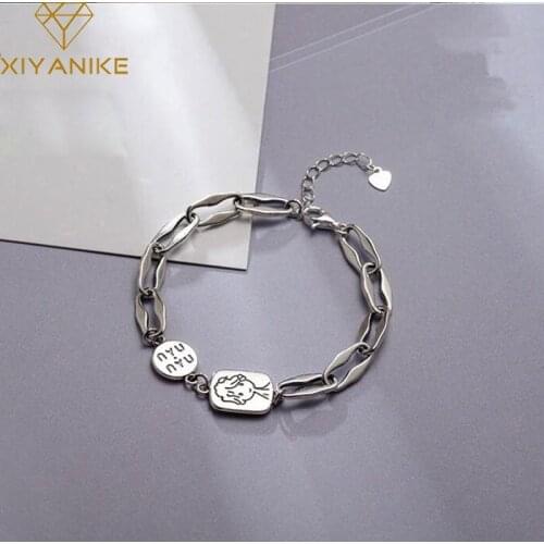 XIYANIKE 925 Sterling Silver New Fashion Cartoon Handmade Bangles & Bracelet Charm Women Vintage Creative Party Jewelry