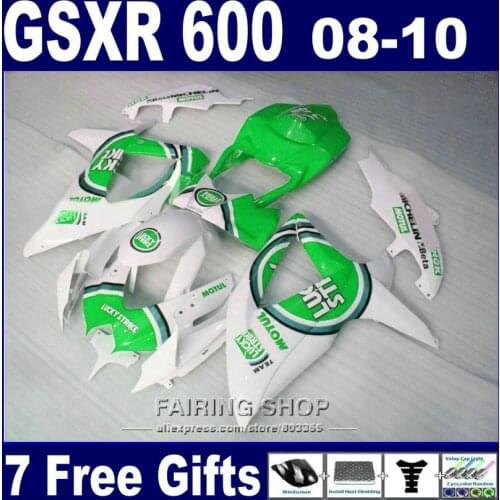 Bodywork ABS plastic fairings for suzuki injection gsxr750 08-10 green blue yellow red white fairing kit gsxr600 2008-2010 SA09