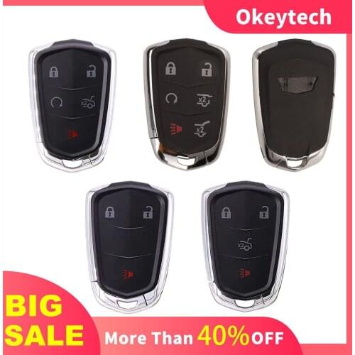 OkeyTech 3/4/5/6 Buttons Car Keyless Remote Key Shell For Cadillac SRX CTS ATS XTS Escalade ESV With Insert Blade High Quality