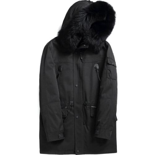 Parka Real Coat Men Long Winter Jacket Liner Fox Fur Collar Mens Mink Jackets Coats Parkas Hombre 2020 4245