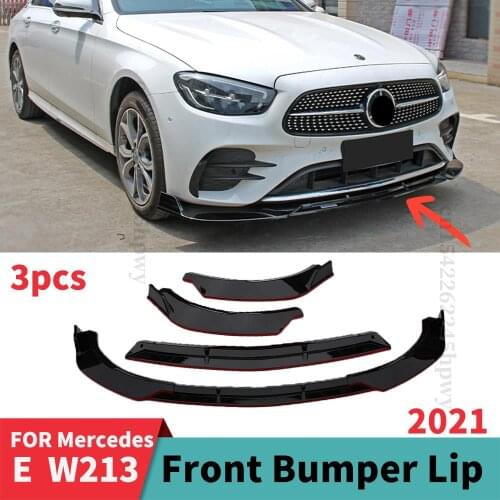 Front Bumper Lip Chin Carbon Fiber Look Spoiler Styling Facelift Protector Guard Trim For Mercedes Benz E W213 2021