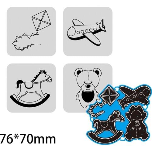 76*70mm Muppet Bear Trojan Kite Airplane New Metal Cutting Dies for DIY Scrapbooking Photo Album Embossing Paper Card