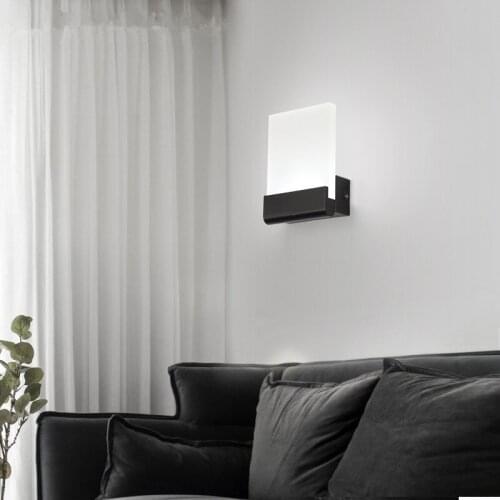 Nordic bedroom bedside lamp Aluminum lamp body Acrylic lampshade LED 2835 Chip Black sconce White wall light Indoor wall lamp