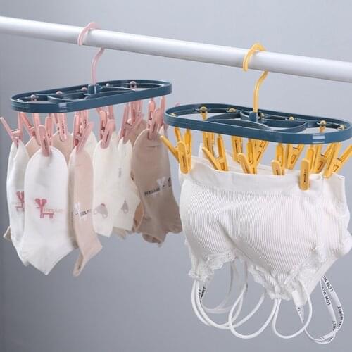 Drop Shipping Windproof 12 Clip Clothes Hanger Dryer Multi-functional Drying Rack Underwear