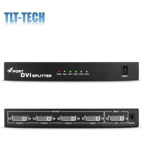 DVI Splitter 1 in 4 Out DVI Dual/Single Link Video Signal Female Connector 1x4 Distribution Amplifier Split Box