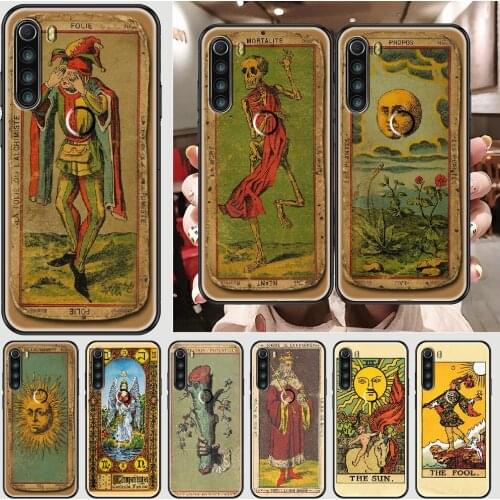 Retro Tarot cards Phone case For Xiaomi Redmi Note 7 7A 8 8T 9 9A 9S K30 Pro Ultra black pretty prime trend back painting Etui