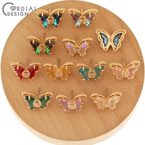 Cordial Design 30Pcs 15*21MM CZ Earrings Stud/Butterfly Shape/DIY Jewelry Accessories/Hand Made/Jewelry Findings & Components