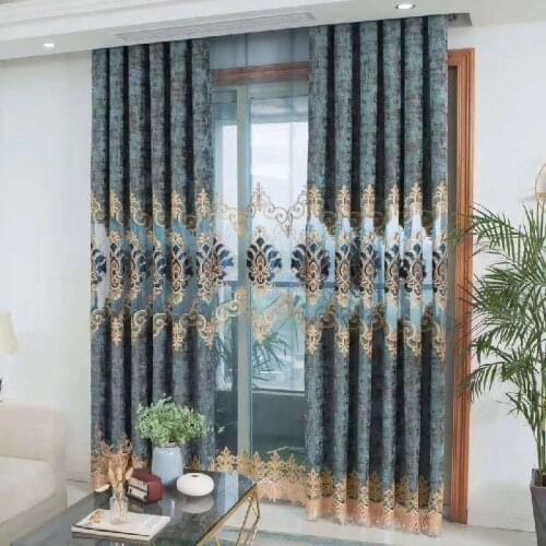 High-end Hollow Embroidery Curtains for Living Room Bedroom Rope Embroidery Hollow Embroidery Curtain Tulle Classical Curtains