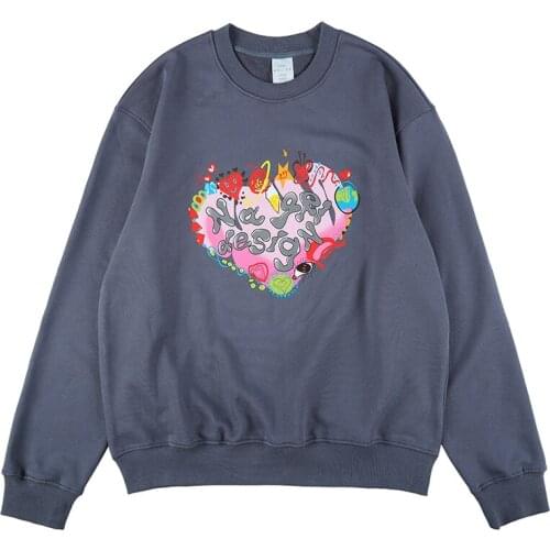 Love Pattern Crew Neck 4 Colors Streetwear Mens and Womens Hoodies Retro Sweatheart Oversize Hip Hop Baggy Sweatshirt