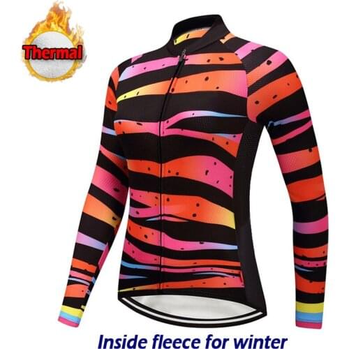 Outdoor Women Winter Thermal Cycling Jersey Bicycle Long Shirt Bike Sport Wear Warm Clothing Motocross Road Classic Style Jacket