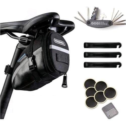Bicycle Saddle Bag Tail Bag Seat Cushion Bag Glue-Free Tire Repair Combination Tool Set For Road Vehicles Mountain Bikes