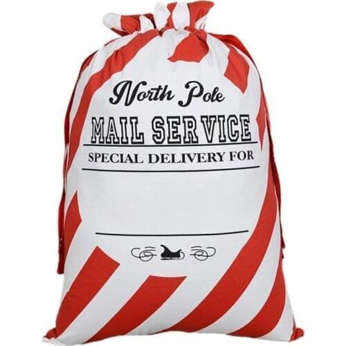 20pcs/lot free shipping Striped Envelop 3 styles red drawstring canvas santa sack vintage Christmas gift bags santa bag