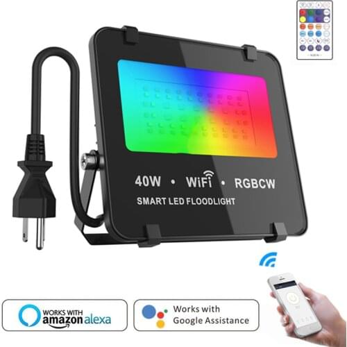 WiFi Led Flood Light 40W 100-240VAC Floodlight IP65 Waterproof LED Street Lamp Cold/Warm White Red Green Blue RGB Spotlight