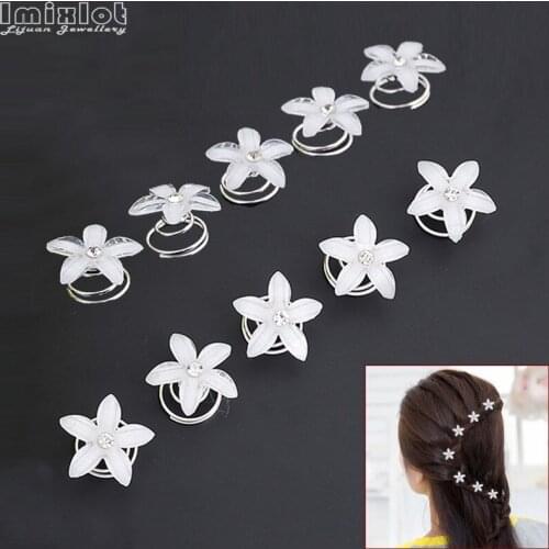 Imixlot 6pcs Wedding Bridal Crystal Flower Hairpin Women Girl Swirl Hair Pins Spring Hair Clips Hair Jewelry Accessories Gift