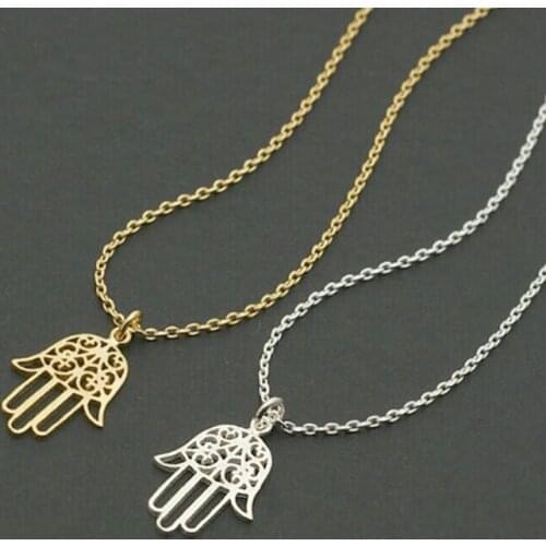 Palm pendant necklace women gold silver plated fashion jewelry