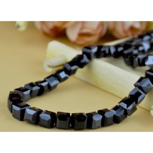 100pcs/lot 6mm Square Shape Glass DIY Beads Black AB Cube Crystal Jewelry Beads for Necklace Pendant Jewelry Making Accessories