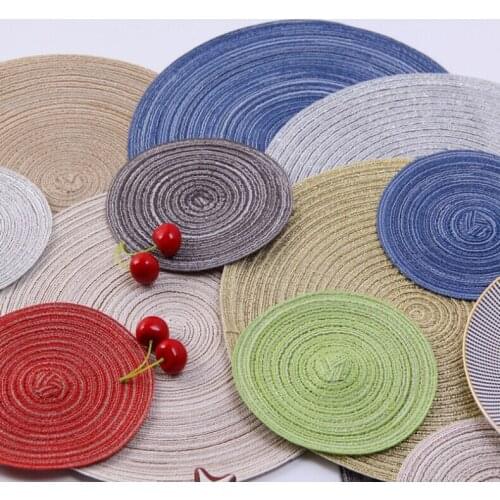 18/36cm Round Woven Fabric Placemats Table Setting Place Mats Dining Room