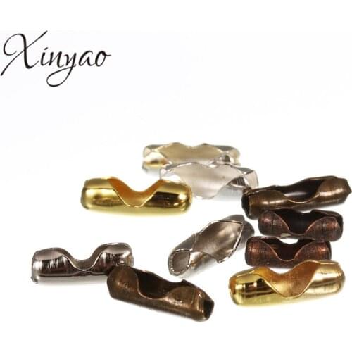 XINYAO 200pcs Diameter 1.5 2 3.2 mm Ball Chain Connectors Clasps Gold/Silver Color Copper Connectors For DIY Jewelry Making F14