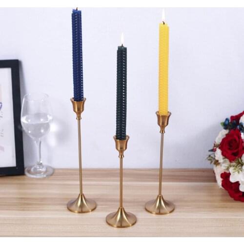 3pcs/set Bronze Candle Holders Vintage Style Electroplating Candlestick Metal Ornament Weeding Party Table Decor Candle Holder