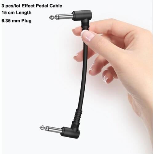 3 pcs/lot 15 cm Effect Pedal Cable for Electric Guitar Pedal Guitarra Black Patch Cable connecting line connector free shipping