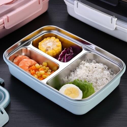 304 Stainless Steel Lunch Box Office Lunch Seperated Bento Portable Thermal Food Container With Chopsticks And Spoon
