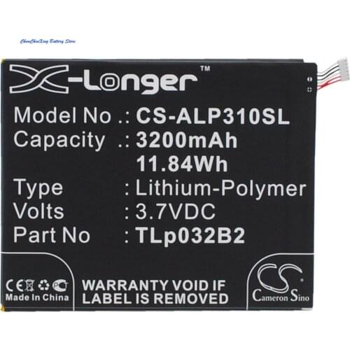Cameron Sino 3200mAh Battery TLp032B2 for Alcatel One Touch Pixi 8,POP 7, Pop 7S, One Touch 7, OT-9006W,OT-9015W, OT-P330X,P310A