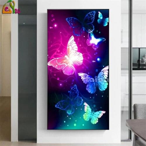 Diamond Embroidery Full Square/Round Diamond Painting 5D DIY Cross Stitch Abstract fluorescent butterfly landscape mosaic decor