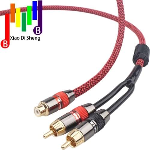 AUDIO Hifi RCA Female to 2 RCA Male Audio Cable 4N Pure Copper One to Two Subwoofer Amplifer RCA Cable