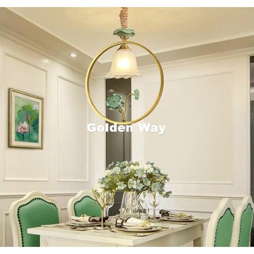 Free Shipping Copper Nordic Pendant Lamp Modern Creative Brief Restaurant Lights Ceramic Personalized Decorative Pendant Lamp