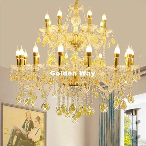 Free Shipping Clear 24arms European Candle Crystal Chandeliers Bedroom Living Dining Room Modern E14 Chandelier Home Decoration