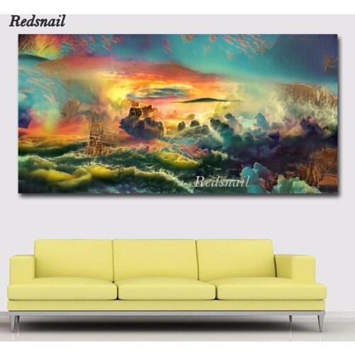 Large Colorful Abstract Landscape 5D DIY Diamond painting cross-stitch Full Diamond embroidery mosaic Wall Art EE943