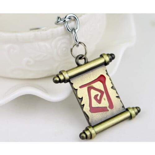Popular Game Theme Dota 2 Keychain Classic Scroll Figure Metal Pendant Keyring Fashion Car Key Chains For Key Holder Trinkets
