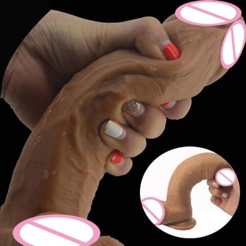 FAAK double layer silicone realistic dildo horse soft huge penis suction 1.93" big dick sex toys for women masturbate sex shop