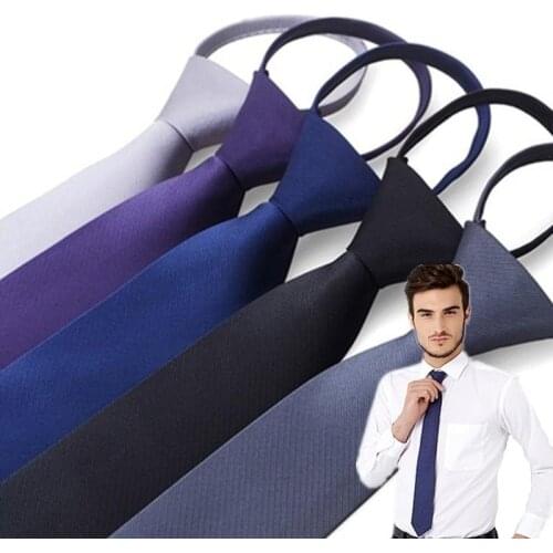 Zipper Necktie Men 2021 Hot Fashion Trendy Lazy MenS Formal Suit Business Necktie Black Solid Color Easy To Pull Zipper Tie