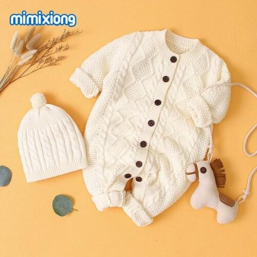 Newborn Infant Baby Weave Knitted Long Sleeve Romper Jumpsuit Outfits warm soft Clothes