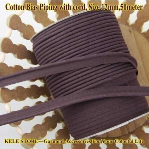 Free shipping--100% Cotton Bias Piping, Piping tape,bias Tape with cord,size:12mm,50m/lot DIY sewing dark brown Chocolate color