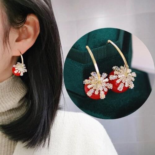 Trendy Imitation Pearl Dangle Earrings For Women Luxury Cubic Zirconia Snowflake Drop Earrings Elegant Female Wedding Jewelry